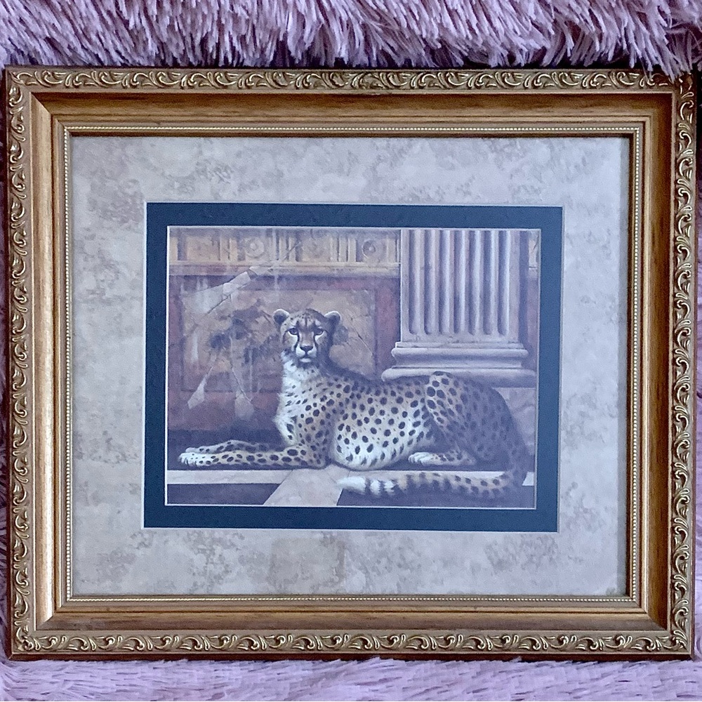 (2) 8x10 matted and framed wild life prints (cheetahs)